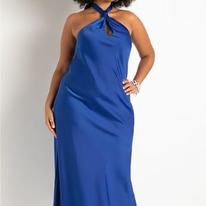 ELOQUII Satin Halter Slip Dress